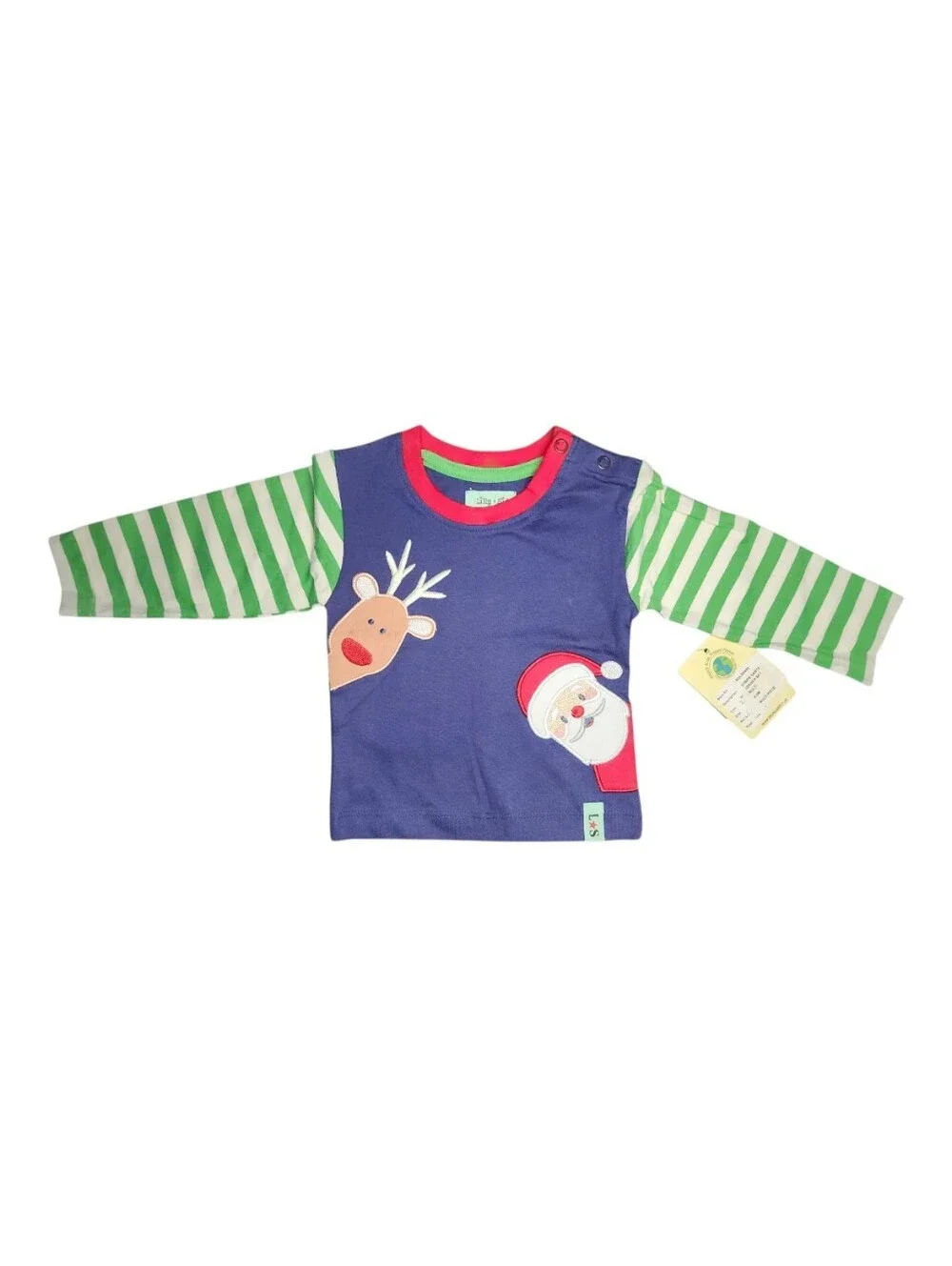 NWT Lilly + Sid Striped Santa Jogger Set, Boys 0-3 Months